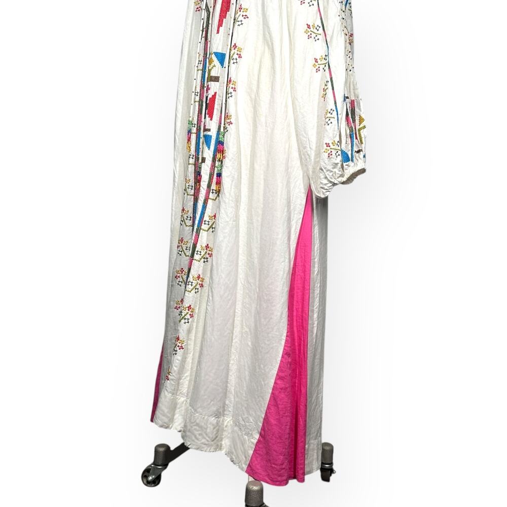 FARM RIO Macaw Embroidered Beaded Maxi Dress Caftan Tapestry Ethereal Wedding - Picture 7 of 15
